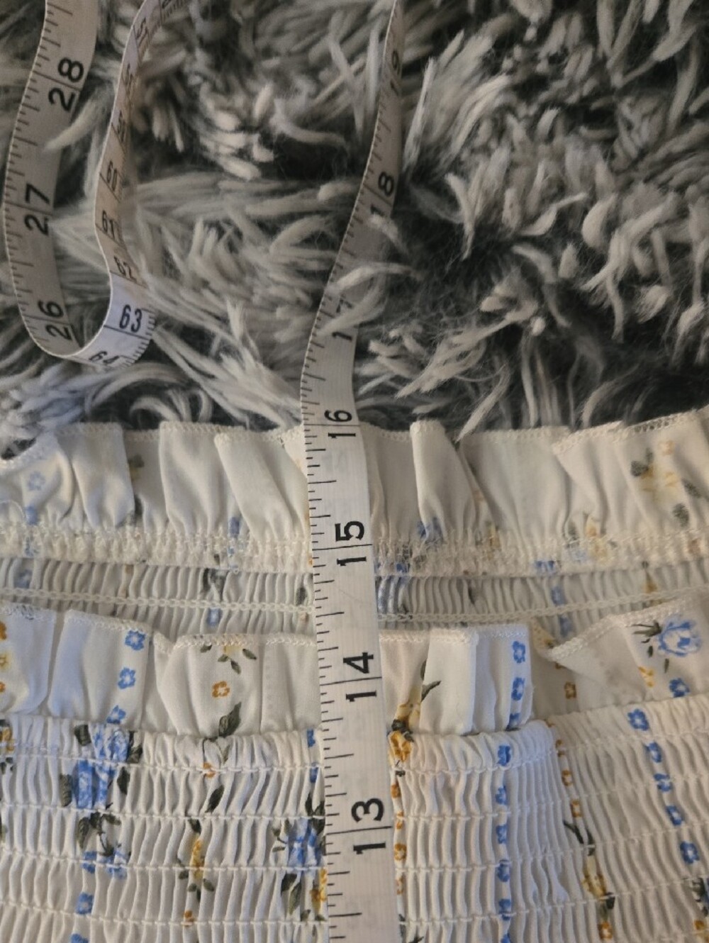 wild fable Cream Floral Smocked Tiered Skirt with Blue and Mustard Accents - Picture 2 of 4